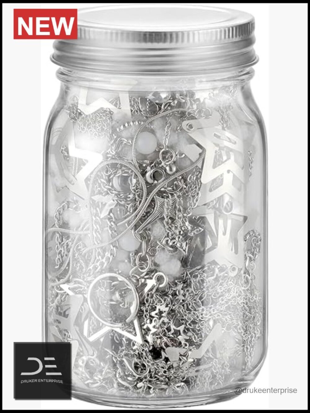 50+ Pc Ocean Inspired Jewelry Jar Bundle - Shell Charms, Starfish Necklaces,